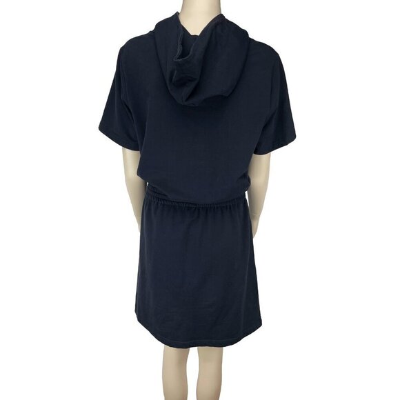 UCHUU Designer Hooded Cotton Elastic Waist Band Navy Blue Mini Dress Size L - Picture 8 of 9